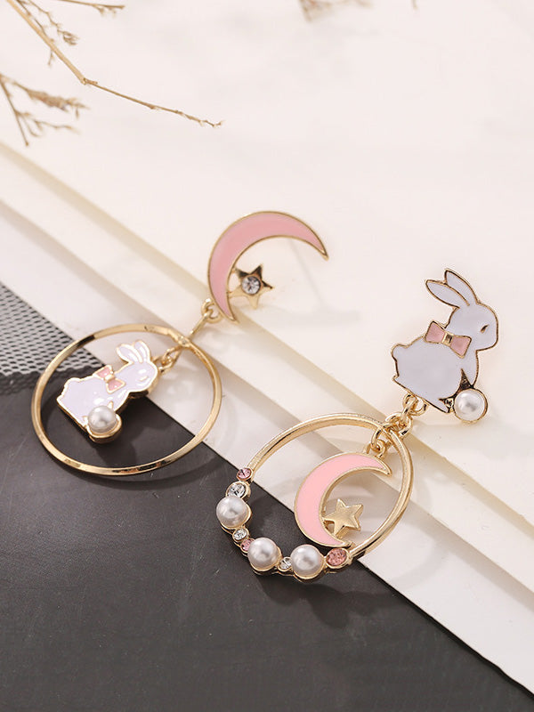 Artistic Retro Asymmetric Printing Earrings