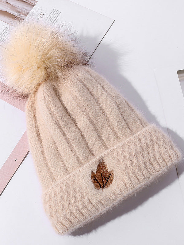 Simple Rabbit Fur Solid Color Knitted Hat