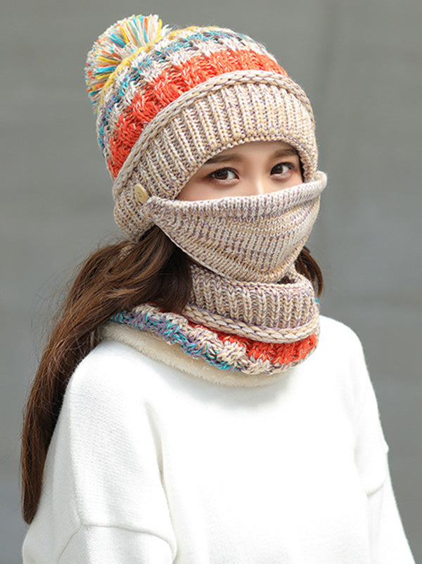 Original Three Pieces Knitting Hat+Mask+Scarf