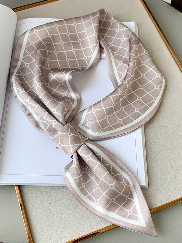 Stylish Plaid Hair Band&Silk Scarf