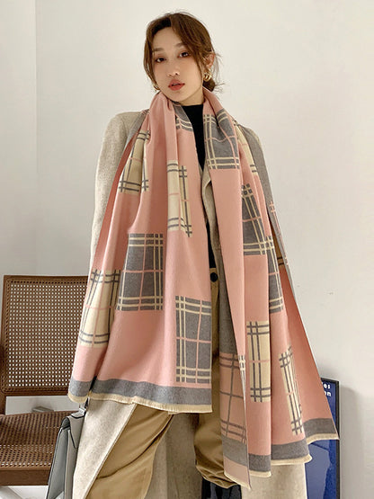 Personality Warm Striped Plaid Knitting Scarf