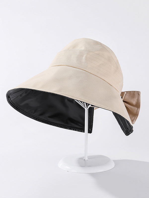 Casual Solid Color Bow-Embellished Sun Protection Hats