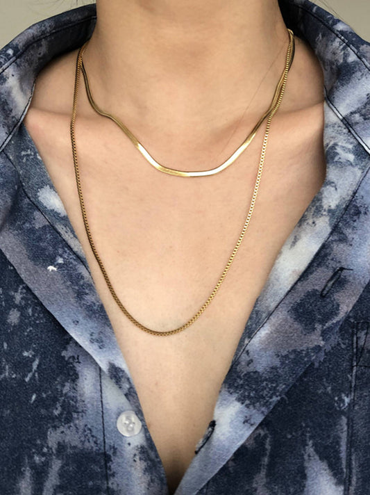 Simple Normcore Gold Double Layer Necklace