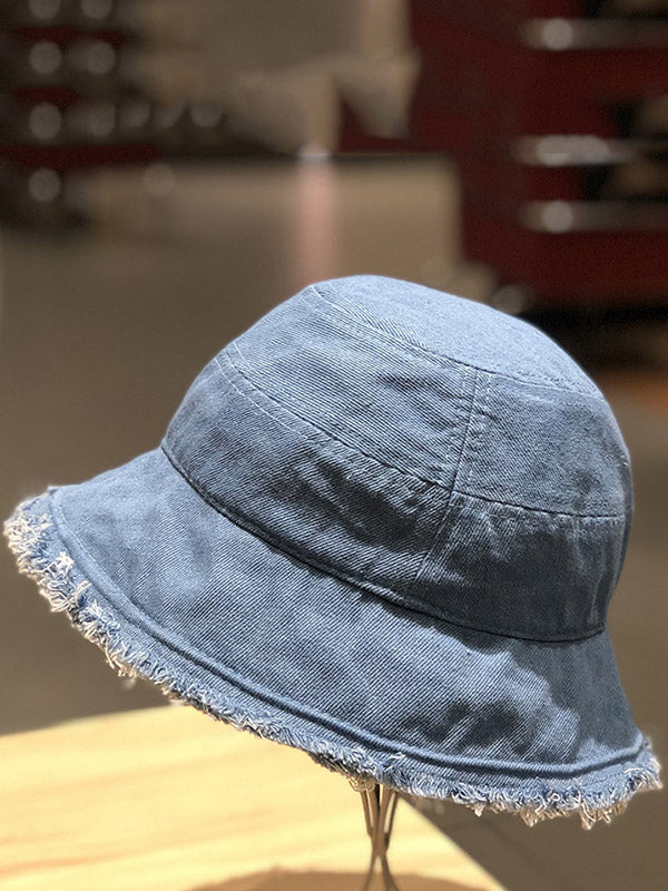 Leisure Solid Sun-Protection Denim Fringed Hat