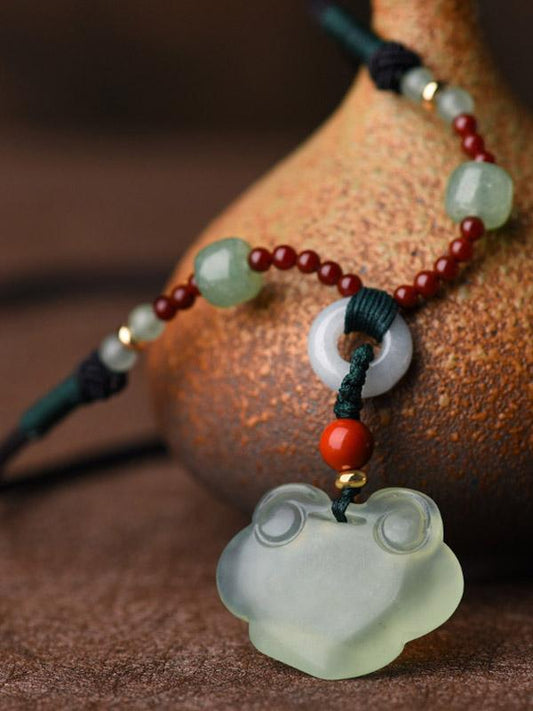 Vintage Natural Jade Pendant Necklace