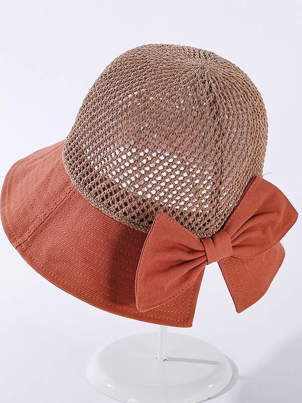 Stylish Knitting Hollow Bow-Embellished Sun-Protection Split-Joint Hat