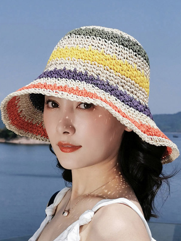 Sunscreen Contrast Colors Straw Woven Breathable Beach Hat