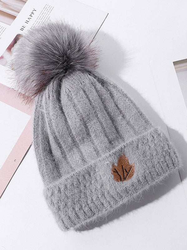 Simple Rabbit Fur Solid Color Knitted Hat