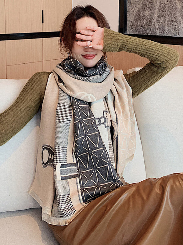 Imitation Cashmere Printed Double-Side Shawl Scarf