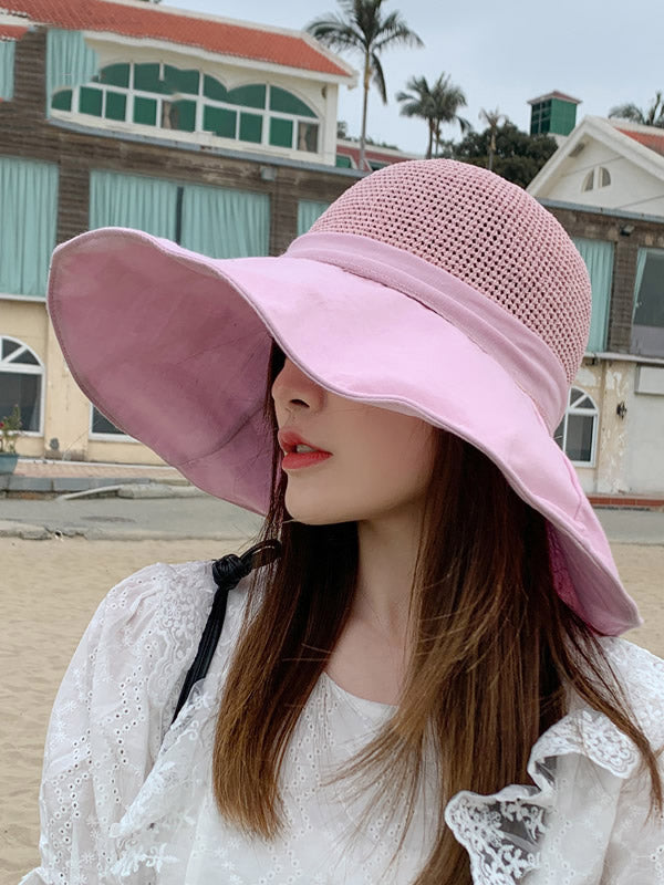 Casual Hollow Sun-Protection Large Wide Brim Bucket Hat