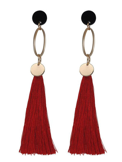 Fashion Alloy-ring Long Tasseled Earrings