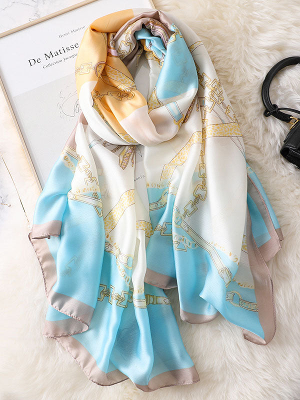 Stylish Fashion Contrast Color Sun Protection Silk Scarf