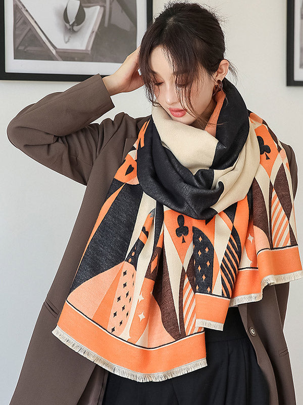 Winter Keep Warm Tasseled Imitated Cashmere Shawl&Scarf