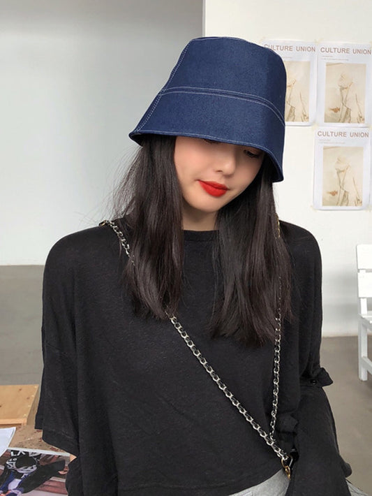 Leisure Solid Sun-Protection Denim Hat