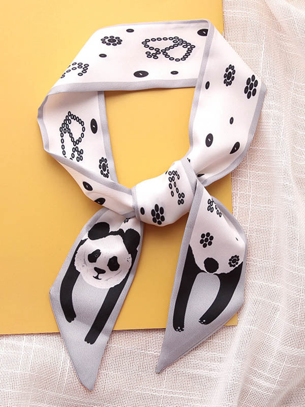 Original Flower&Letter Print Hair Band&Silk Scarf