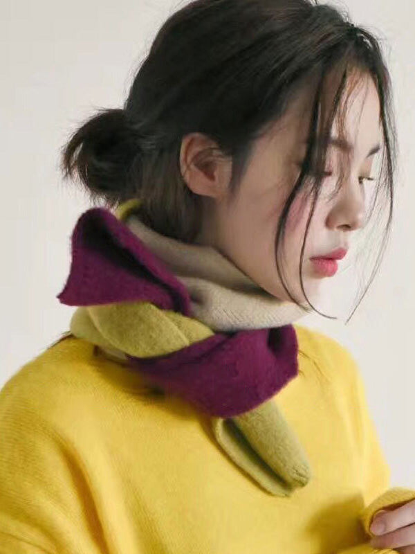 Original Contrast Colors Split-Joint Knitted Scarf