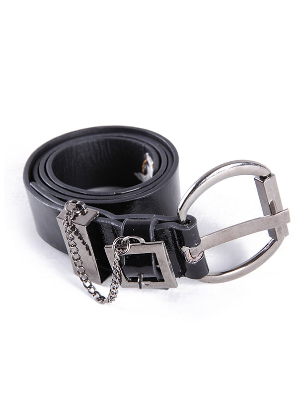 Stylish Black Alloy Button Waist Belt