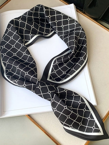 Stylish Plaid Hair Band&Silk Scarf