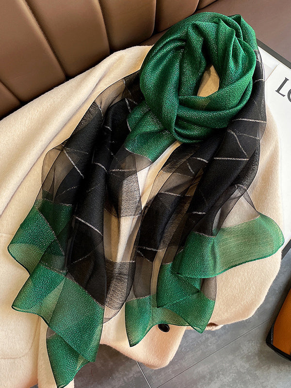 Simple Contrast Color Silk Blended Shawl&Scarf