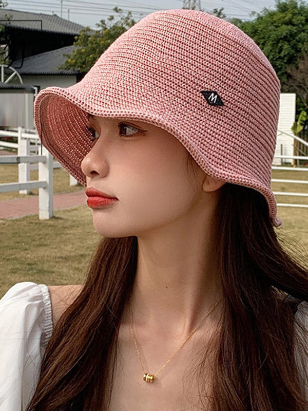 Cute Solid Color Woven Fisherman Hat