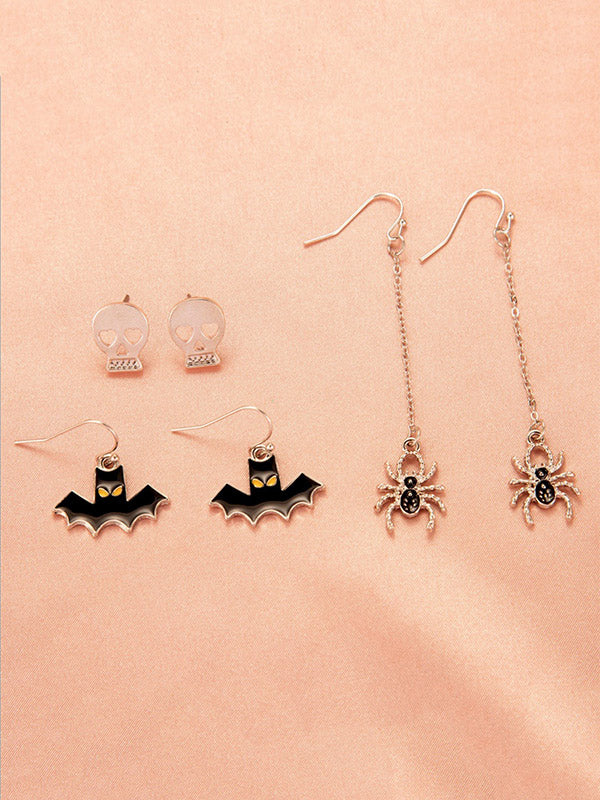 Halloween Pumpkin Skeleton Bat Earrings