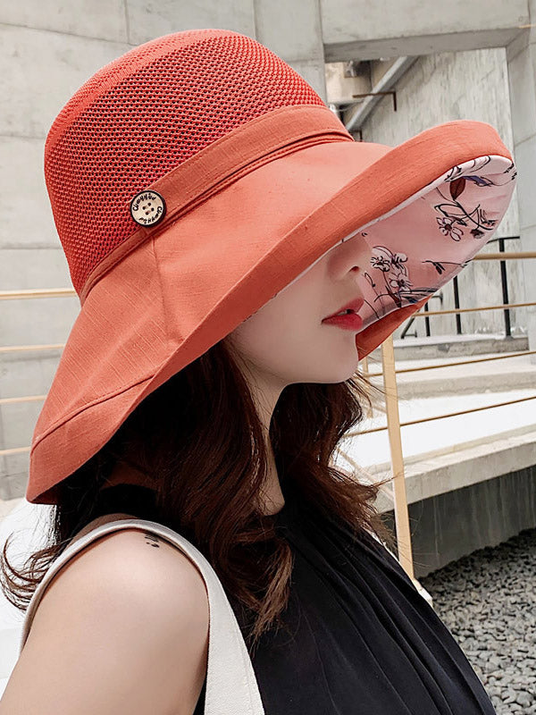 Floral Printed Sun Protection Splicing Pot Hat