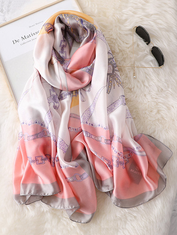 Stylish Fashion Contrast Color Sun Protection Silk Scarf