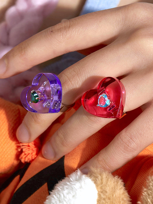 Double Layer Heart Zircon Ring