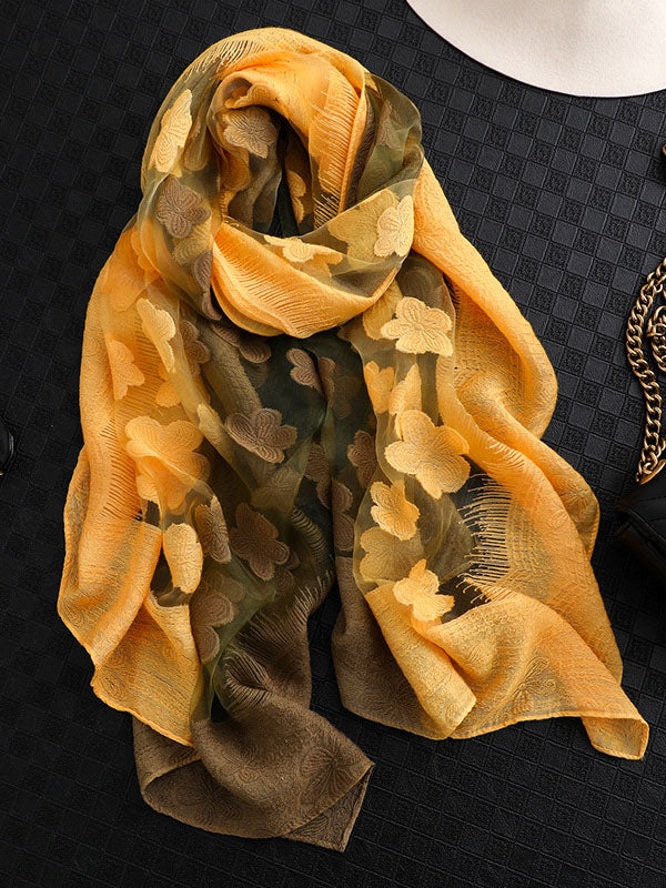 Original Floral Sun-Protection Silk Scarf