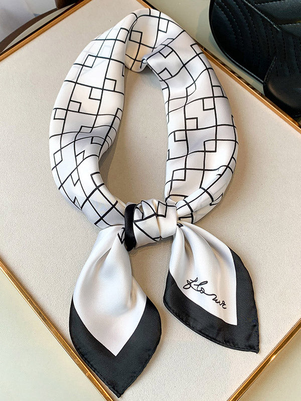 Original Geometry Printed Hair Band&Silk Scarf