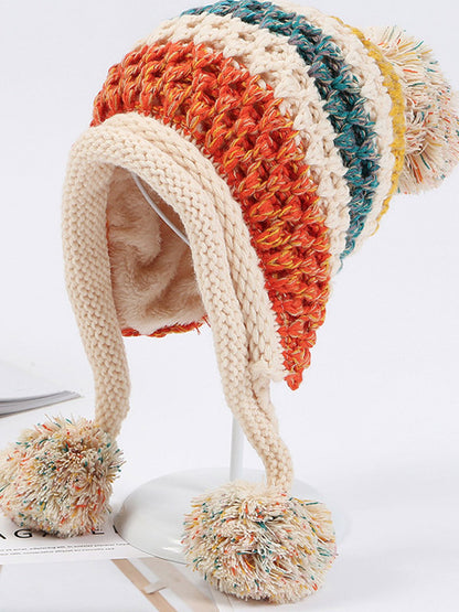 Casual Warm Contrast Color Knitted Hat