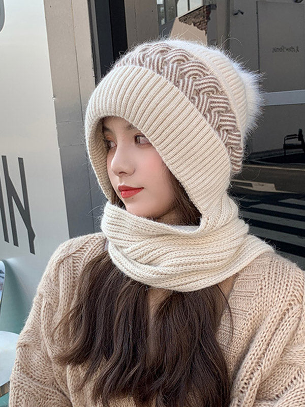 Casual Jacquard 7 Colors Scarf&Hat Set