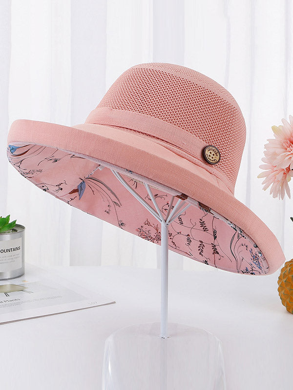 Stylish Reversible Floral Hollow Sun-Protection Large Wide Brim Hat