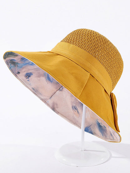 Casual Split-Joint Knitting Bow-Embellished Fisherman Hat