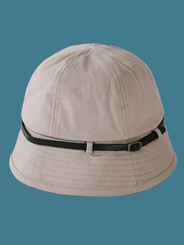 Solid Color Belt Buckle Sun Protection Hat