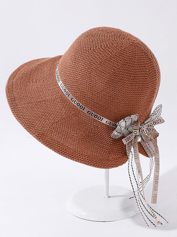 Original Bow-Embellished Sun-Protection Large Wide Brim Hat