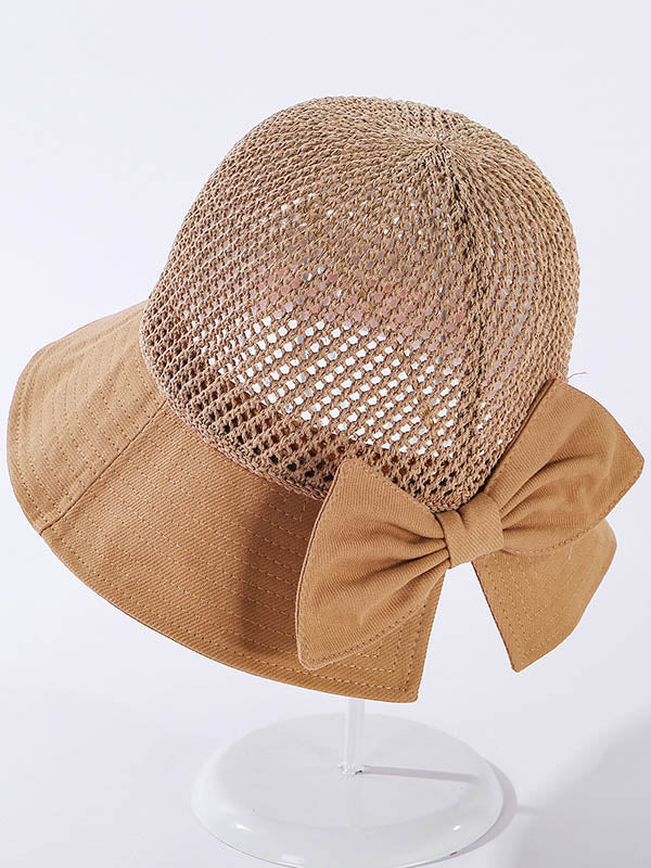 Stylish Knitting Hollow Bow-Embellished Sun-Protection Split-Joint Hat