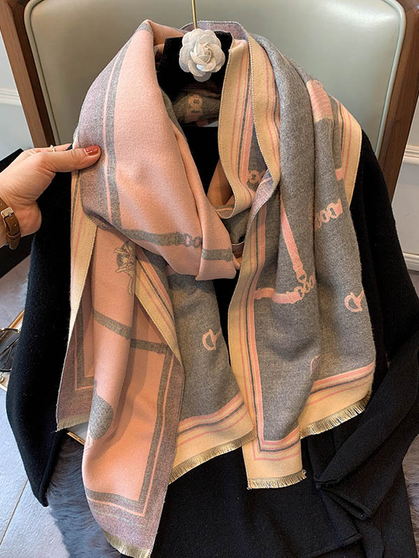 Animal Print Tasseled Imitation Cashmere Shawl Scarf