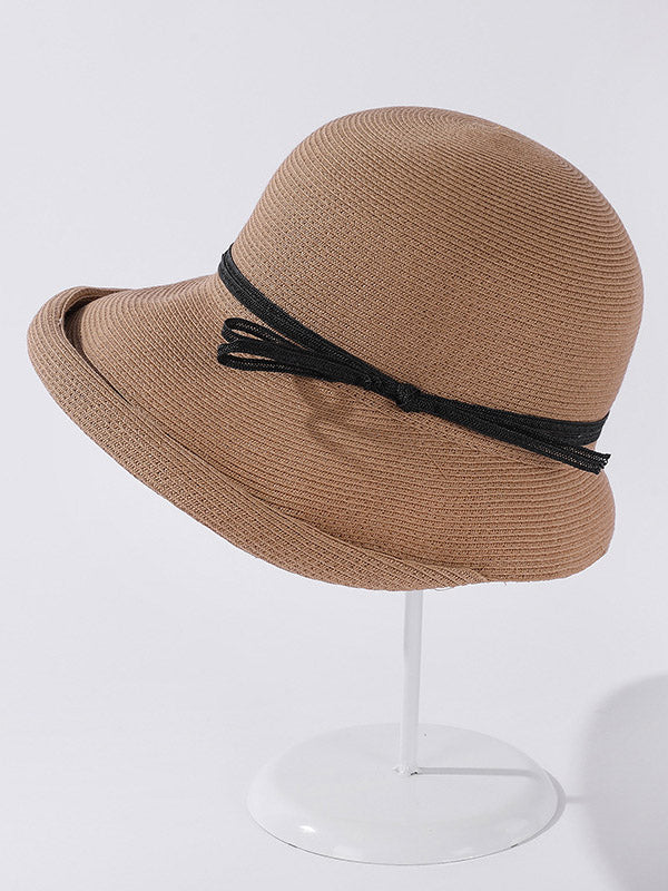 Original Bow-Embellished Sun-Protection Large Wide Brim Hat