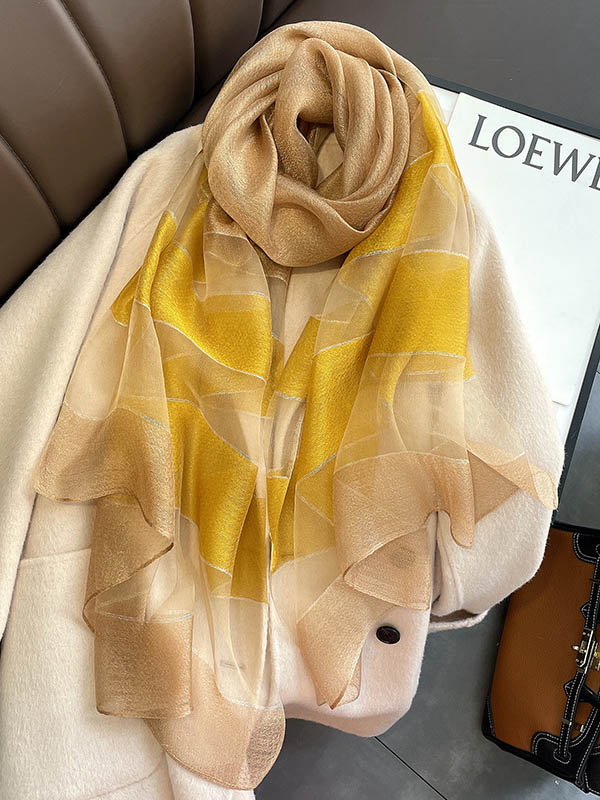 Simple Contrast Color Silk Blended Shawl&Scarf