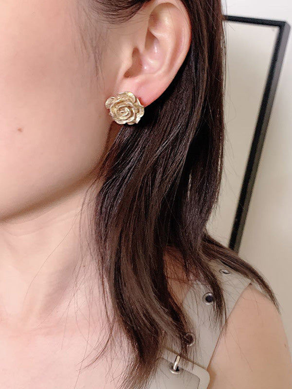 Fashion Floral Solid Shiny Earrings