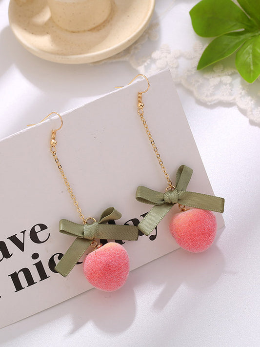 Stylish Geometry Peach&Bowknot Ear-Ring