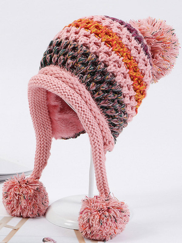 Casual Warm Contrast Color Knitted Hat