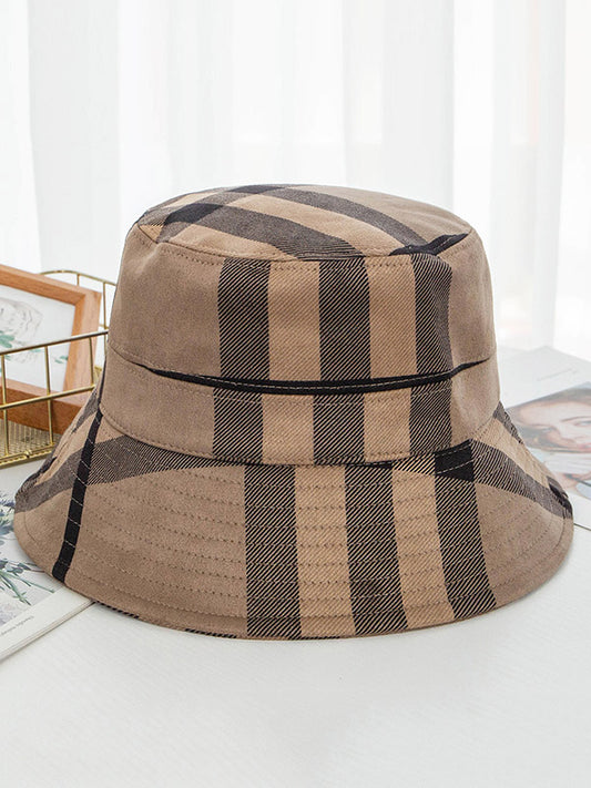 Casual Plaid Keep Warm Suede Fisherman Hat