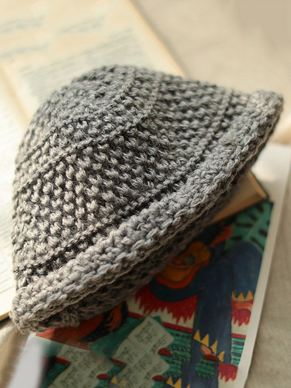 Stylish Solid Color Plaited Warm Fisherman Hat