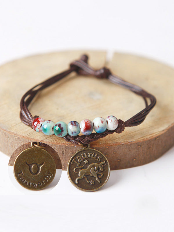 Original Handmade The Zodiac Sign Ceramic Beads Bracelet