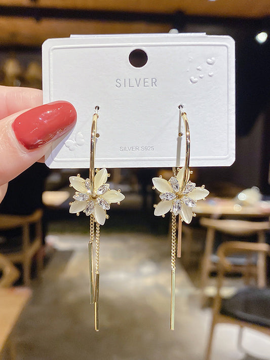 Original Chic Crystal Flower Tassels Earrings