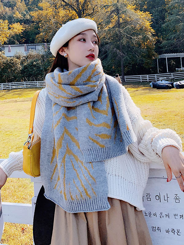 Stylish Leopard 4 Colors Warm Knitting Scarf Shawl