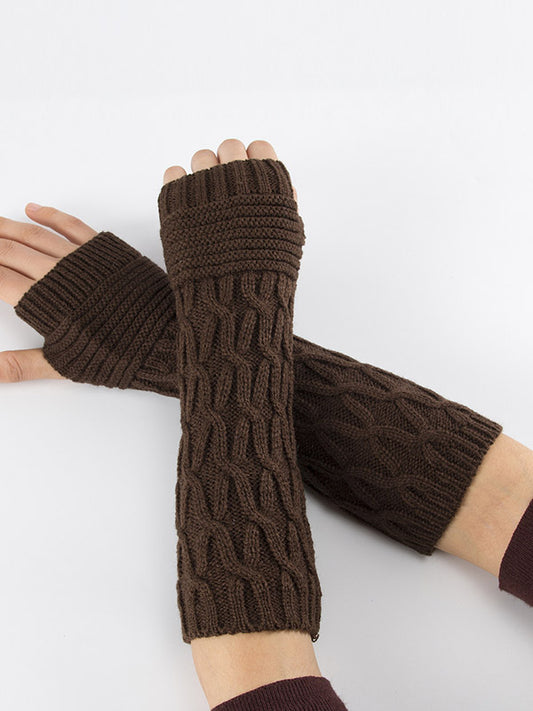 Solid Color Keep Warm Jacquard Knitted Sleevelet