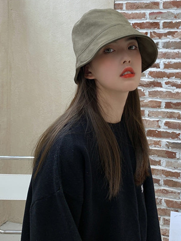 Suede Solid Color Simple Fisherman Hat